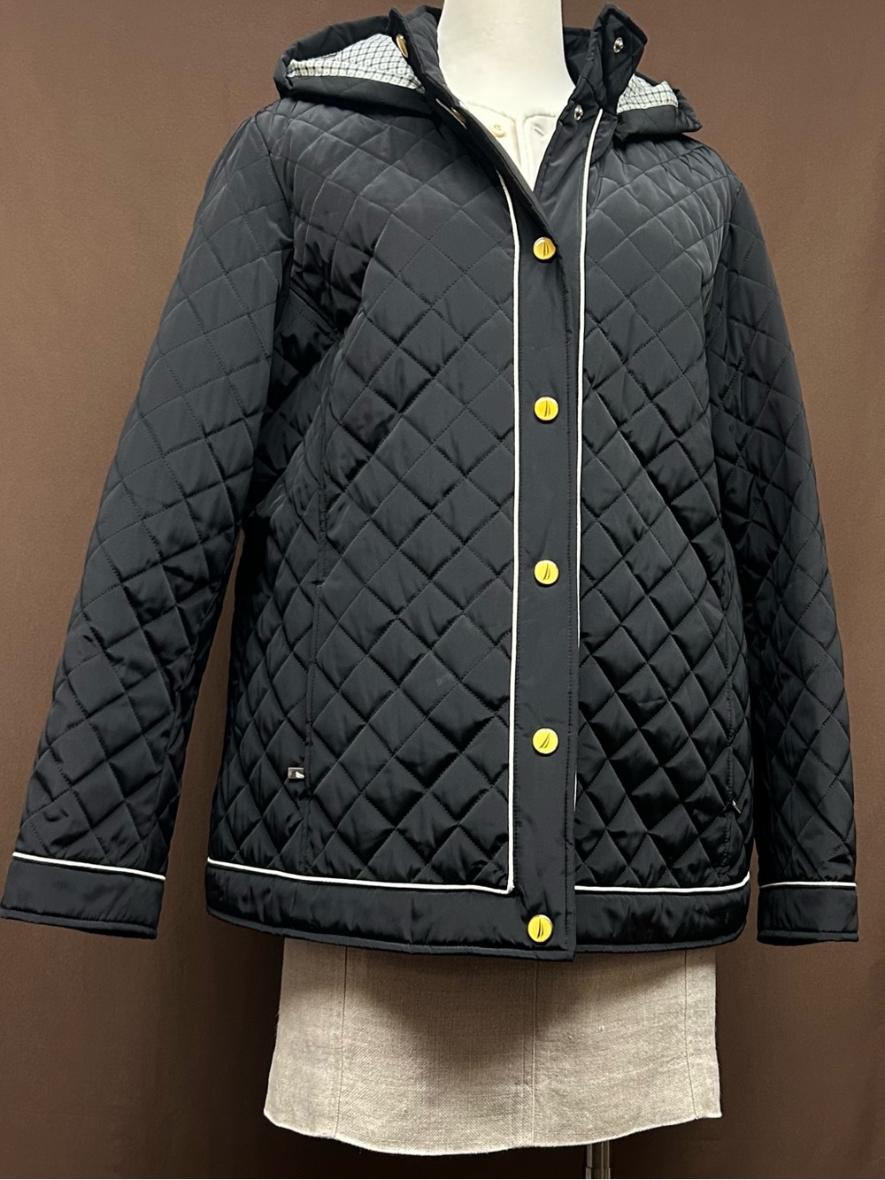 Quilted puffer coat relaxed fit button front